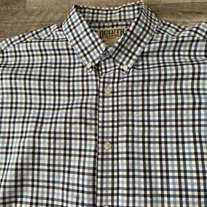 Duluth Trading Shirt Mens Large Gingham Plaid Trim Fit Short Sleeve Pocket
